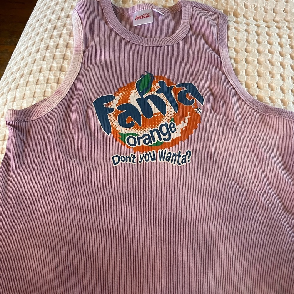Orange Fanta by Coca Cola ribbed plus size Womens tank top purple tie dye nwot